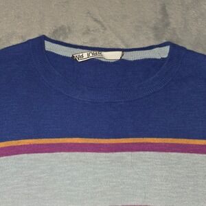 Mr. Turk Mens Striped Cotton Crewneck Sweater Blue Purple Orange